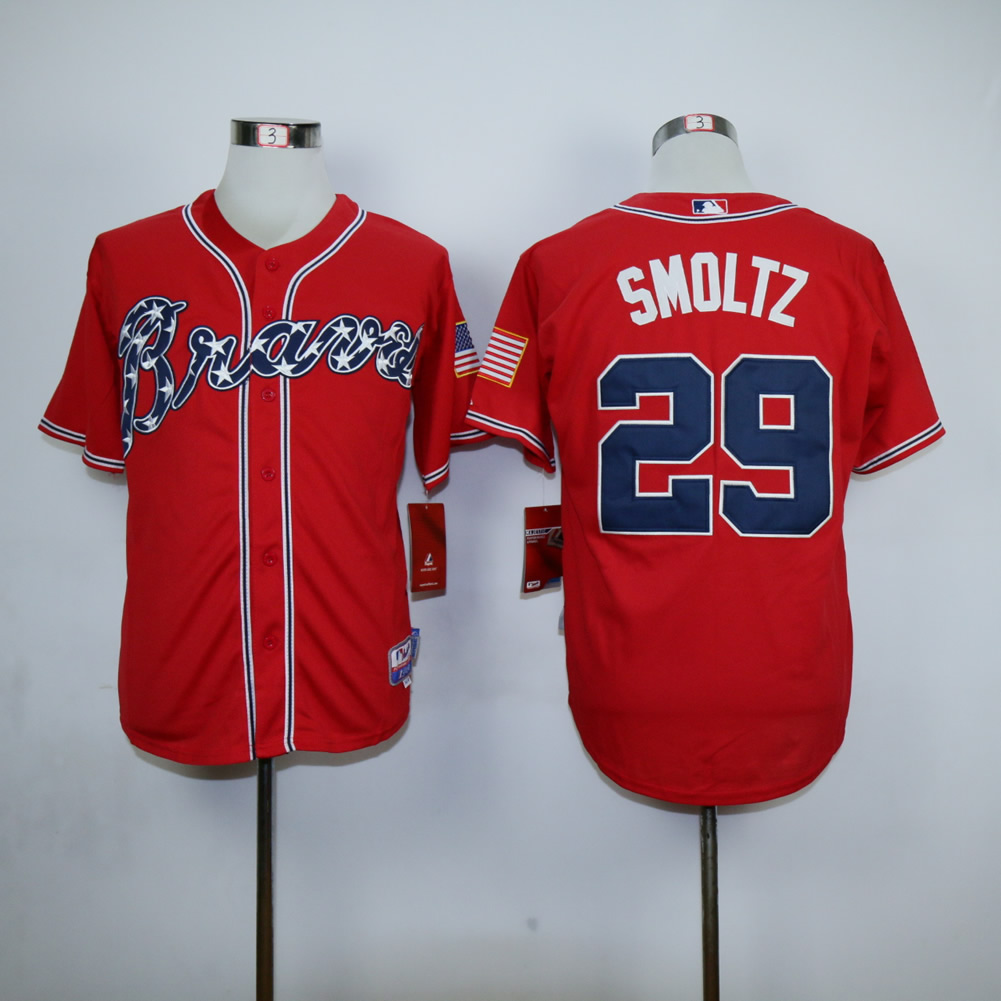 Men Atlanta Braves #29 Smoltz Red MLB Jerseys->atlanta braves->MLB Jersey